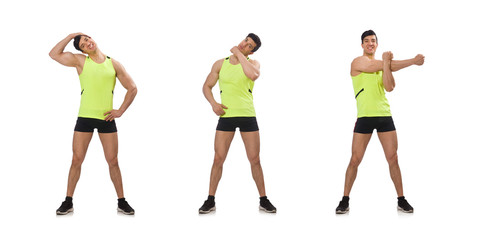 Fototapeta premium Young man exercising on white