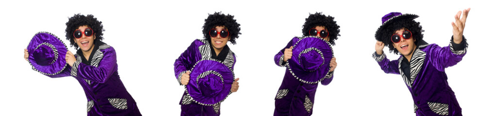 Funny man in velvet costume 