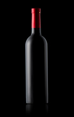 Bottle of wine on black