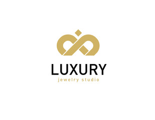 Logotype linear gold crown luxury shop