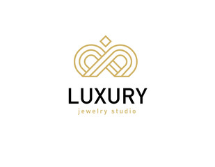 Creative logo linear gold crown jewelry shop