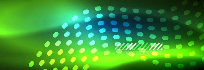 Glowing abstract wave on dark, shiny motion, magic space light. Vector techno abstract background