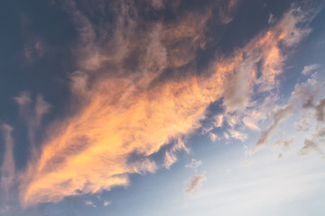 Blue sky with clouds on sunset