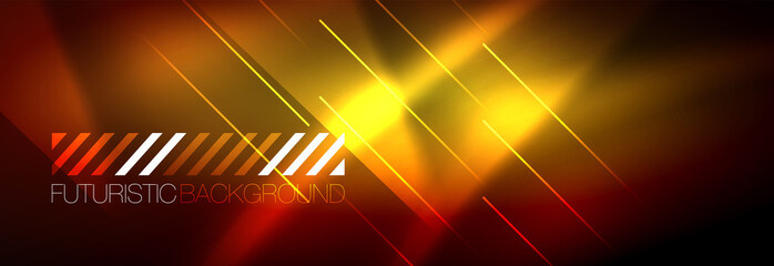 Neon glowing techno lines, hi-tech futuristic abstract background template with lines