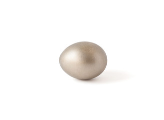 Egg of gold color are isolated on a white background. Gold. Handwork. Easter