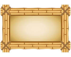 Vector illustration of brown bamboo stick border isolated on white background. Vector illustration isolated Bamboo frame