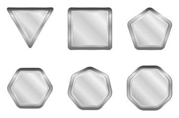 Mirrors of various geometric shapes. A set of unusual geometric mirrors. Cartoon illust