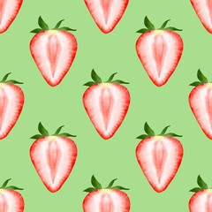 Strawberry. Decorative seamless pattern with red berries