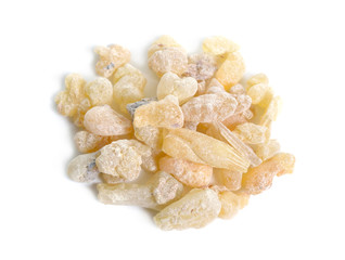 Frankincense, also known as olibanum Isolated on white,