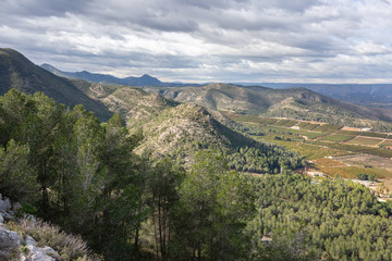 A view of rural farmland area from mountains in Spain