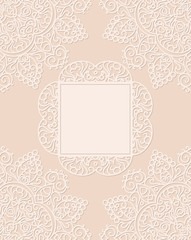 delicate beige background card with openwork frame