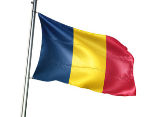 Chad flag waving isolated white background 3D illustration
