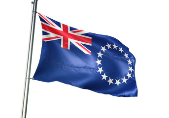 Cook Islands flag waving isolated white background 3D illustration