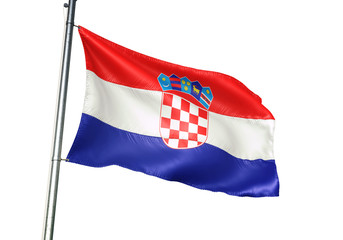 Croatia flag waving isolated white background 3D illustration