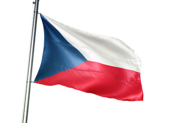 Czech Republic flag waving isolated white background 3D illustration