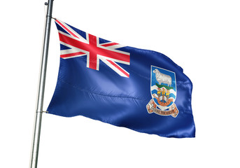 Falkland Islands flag waving isolated white background 3D illustration
