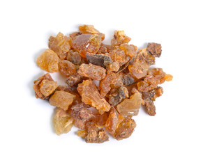 Myrrh gum resin isolated on white background