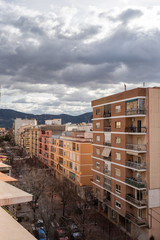 Aerial view of modern spanish residental area. Apartment buildings.