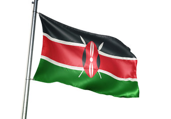 Kenya flag waving isolated white background 3D illustration