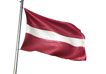 Obraz na płótnie Canvas Latvia flag waving isolated white background 3D illustration