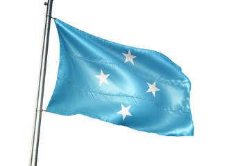 Micronesia flag waving isolated white background 3D illustration