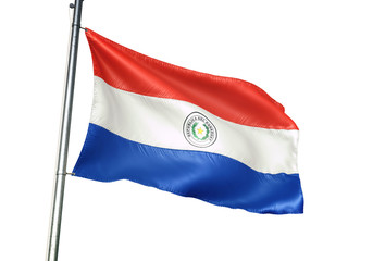 Paraguay flag waving isolated white background 3D illustration