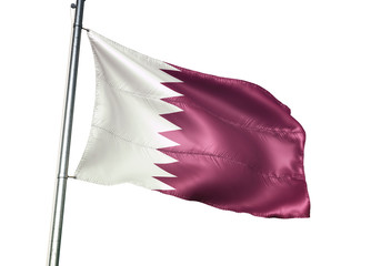 Qatar flag waving isolated white background 3D illustration