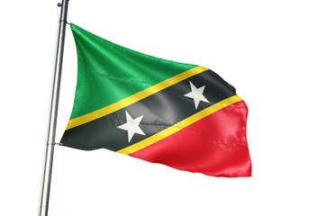 Fototapeta na wymiar Saint Kitts and Nevis flag waving isolated white background 3D illustration