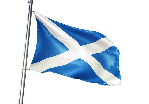 Scotland flag waving isolated white background 3D illustration