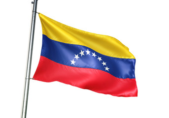 Fototapeta na wymiar Venezuela flag waving isolated white background 3D illustration