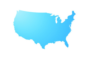 Blue map of the United States of America isolated on white background - Vector.