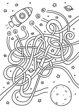 Rätselbild Labyrinth – Rakete zum Mond