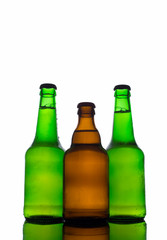 A few bottles of beer over white