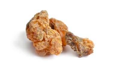 Sweet myrrh or Opopanax, also known as opobalsam. Isolated on white