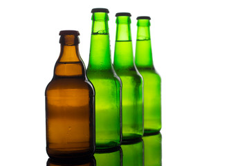 A few bottles of beer over white