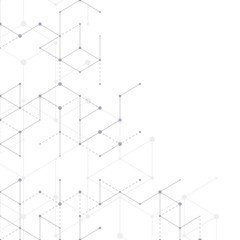 Modern line art pattern with connecting lines on white background. Connection structure. Abstract geometric graphic background. Technology, digital network concept, vector illustration.