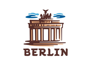 Vector logo of Berlin. Vector illustration of the Brandenburg gate. © dizamax