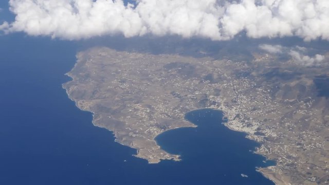 Aerial panorama of Paros island in Aegean Sea, Greece