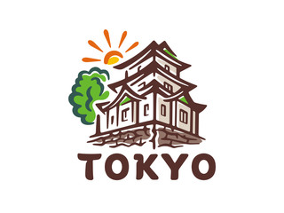 Vector logo of Tokyo. Vector illustration of the Imperial Palace.