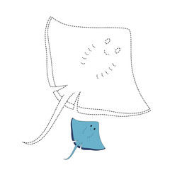 worksheet for preschool kids with easy gaming level of difficulty. Simple educational game for children. Illustration of stingray for toddlers © olha_oleskova
