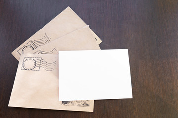 Fototapeta premium Postal envelope for letters. Paper envelopes with a white sheet labels