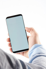 Business man hold smartphone