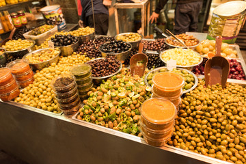 Olive Stall, Mahane Yehuda Market, Jerusalem, Israel, Middle East