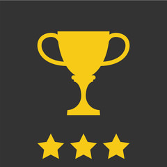 Vector winner cup flat icon. Golden symbol of win