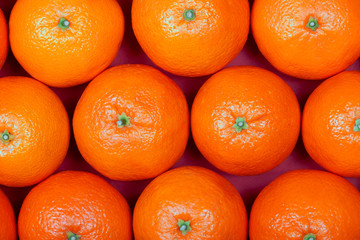 Many organic oranges placed in rows