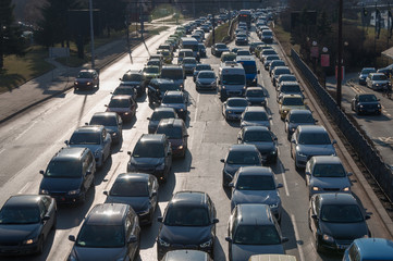 Traffic jam in the rush hour