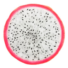 dragon fruit slice, pitahaya, pitaya, isolated on white background, clipping path, full depth of...