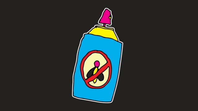 kids drawing black screen with theme of insecticide