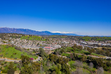Fototapeta na wymiar Aerial morning view of the Los Angeles city area