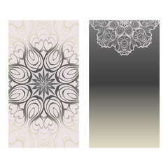 Collection Card With Relax Mandala Design. For Mobile Website, Posters, Online Shopping, Promotional Material. Grey color